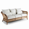 Rattan sofa with removable cushions in white fabric 190 x 80 x 75cm